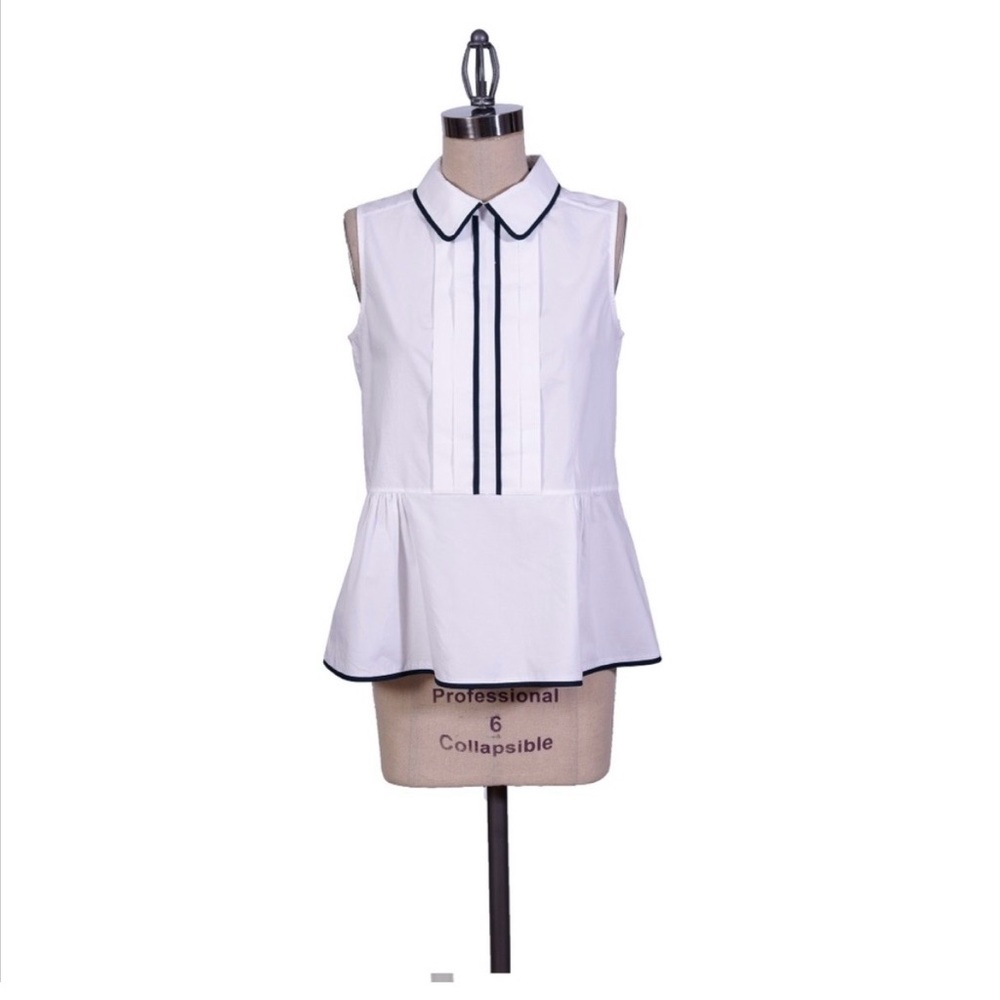 ANTHROPOLOGIE: Blk/Wht Pipe-lined Blouse - Picture 3 of 4
